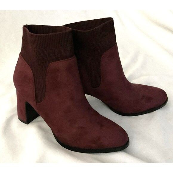 White Mountain Women's Grapery Heeled Booties Size 10M, Burgundy Fabric - Picture 1 of 10